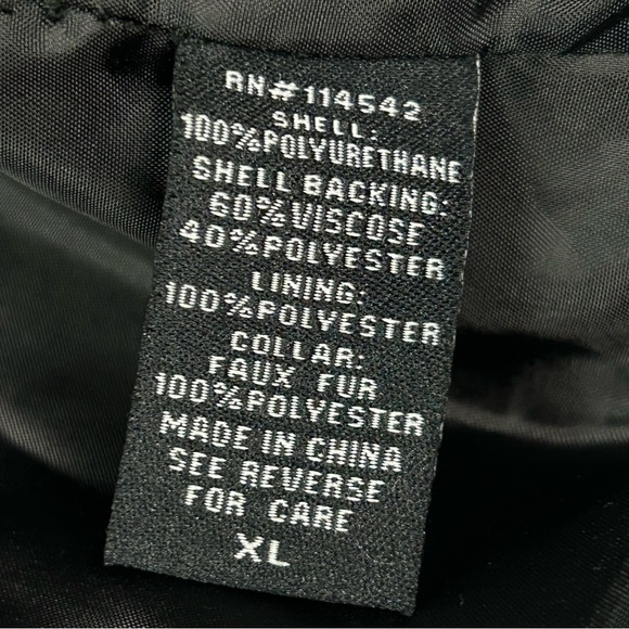 J2 Jou Jou Women Leather Moto Biker Jacket Sz XL Zip Cropped Vegan Black Grunge - Picture 13 of 13